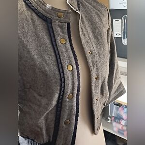 Madchen grey and navy wool blend blazer, size S